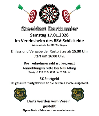 Steeldart Turnier BSV Schlickelde